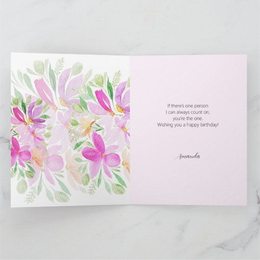 Roze Sering Modern Boho Watercolor Bloem Kaart (Binnen)