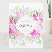 Roze Sering Modern Boho Watercolor Bloem Kaart (Voorkant)
