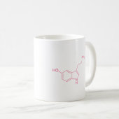 Roze Serotonine Molecule Structuur Koffiemok (Voorkant rechts)