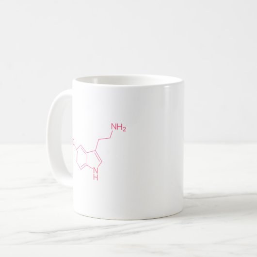 Roze Serotonine Molecule Structuur Koffiemok (Voorkant links)