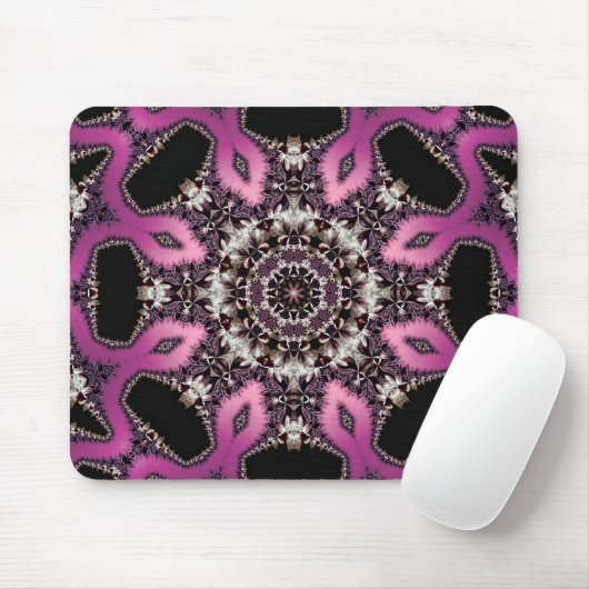 Roze Serpent Fractal Mandala Mousepad Muismat (Met muis)