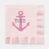Roze servetten met nautische anker logo (Voorkant)