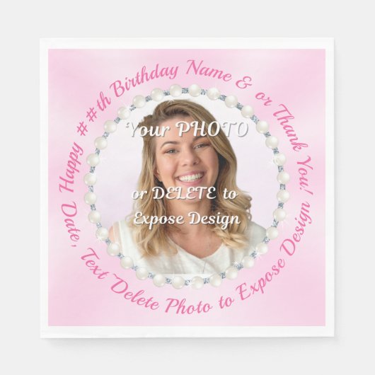 Roze servetten papier. Aangepaste servetten met FO (Voorkant)