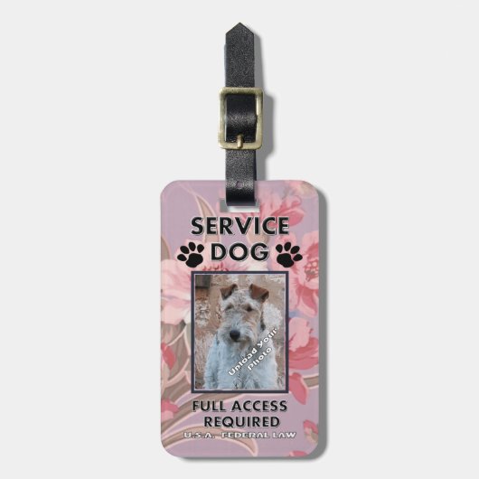 Roze Service Dog Foto ID Bagagelabel (Voorkant verticaal)