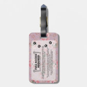 Roze Service Dog Foto ID Bagagelabel (Achterkant verticaal)