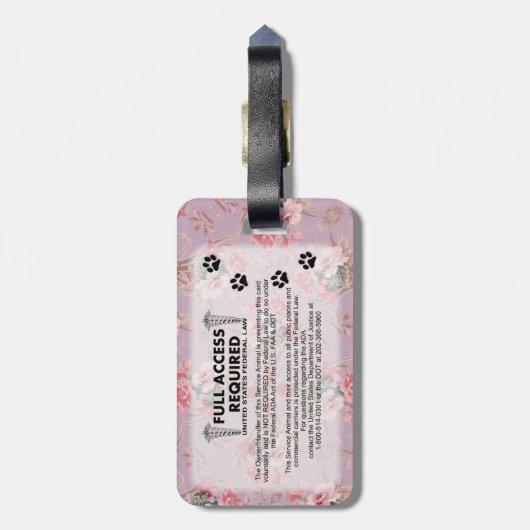 Roze Service Dog Foto ID Bagagelabel (Achterkant verticaal)