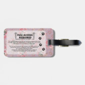 Roze Service Dog Foto ID Bagagelabel (Achterkant horizontaal)