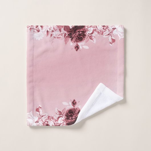 Roze set handdoeken van Floral (Wasdoekje)