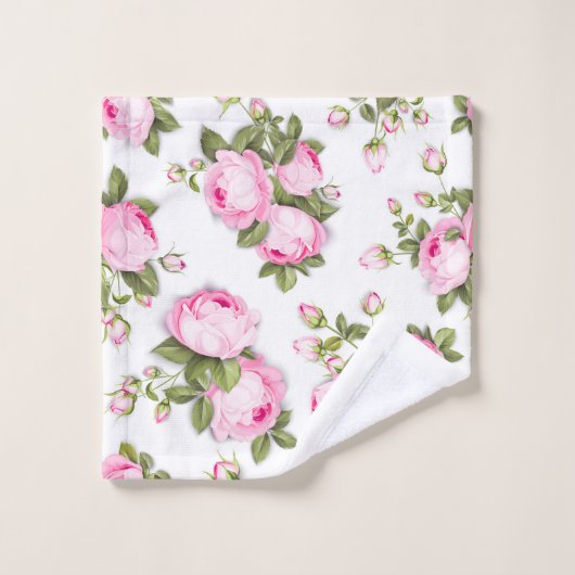 Roze set handdoeken van Floral (Wasdoekje)