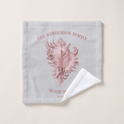 Roze set handdoeken van Shell Bath (Wasdoekje)