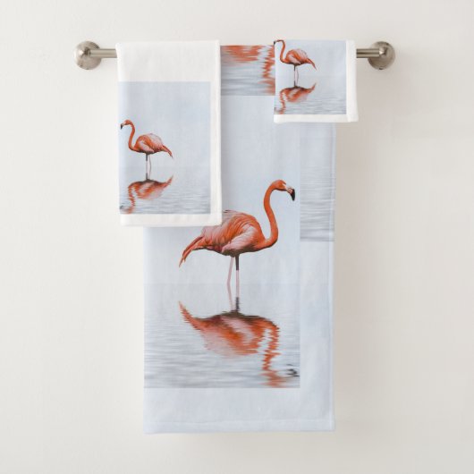 Roze set handdoeken voor flamingo Bathroom (Insitu)