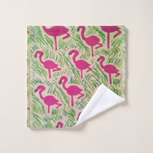 Roze set handdoeken voor flamingo Bathroom (Wasdoekje)