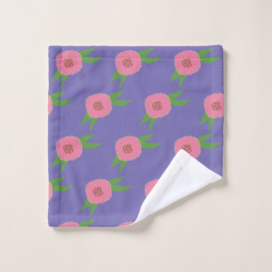 Roze set handdoekjes met bloemen bad handdoek (Wasdoekje)