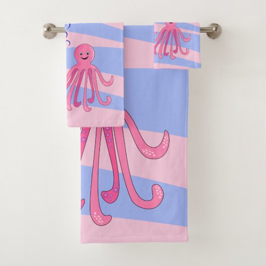 Roze set handdoekjes voor octopus bad handdoek (Insitu)