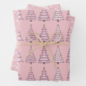 Roze set kerstinpakken papier van 3 inpakpapier vel (In situ)