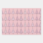 Roze set kerstinpakken papier van 3 inpakpapier vel (Voorkant)