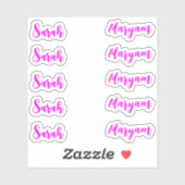 (Roze Set van 10) Elegante handtekening naam Sticker (Vel)