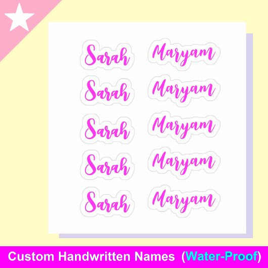 (Roze Set van 10) Elegante Handtekening Script Naa Sticker