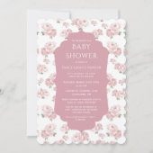 Roze Shabby Chic  Baby Meisje Douche Kaart (Voorkant)