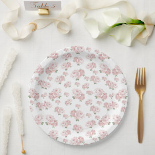 Roze Shabby Chic Baby Meisje Douche Papieren Bordje