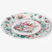 Roze Shabby Chic Bloemen Verjaardag Papieren Bordje (Gekanteld)