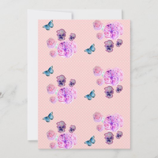 Roze Shabby Chic Flower Huwelijksuitnodiging Kaart (Achterkant)