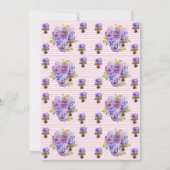 Roze Shabby Chic Flower Viola Huwelijksuitnodiging Kaart (Achterkant)