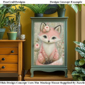Roze Shabby Chic Fox Met Bloemen DL2L Decoupage Tissuepapier