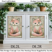 Roze Shabby Chic Fox Met Bloemen DL2R Decoupage Tissuepapier