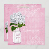 Roze Shabby Chic Jar & Hydrangea Quinceanera Kaart (Voorkant / Achterkant)