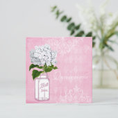 Roze Shabby Chic Jar & Hydrangea Quinceanera Kaart (Staand voorkant)