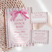 Roze Shabby Chic Love Shack baby shower Kaart
