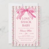 Roze Shabby Chic Love Shack baby shower Kaart (Voorkant)