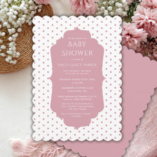 Roze Shabby Chic Polkadot Baby Meisje Douche Kaart
