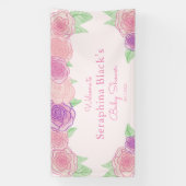 Roze Shabby Chic Roos Baby shower Spandoek (Verticaal)