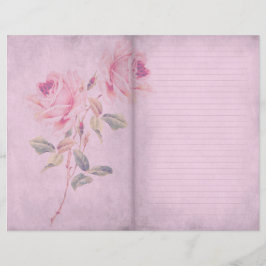 Roze Shabby Chic Roos Lined Scrapbook Paper
