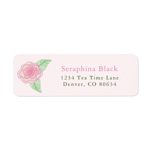 Roze Shabby Chic Roos Return Address Label (Voorkant)