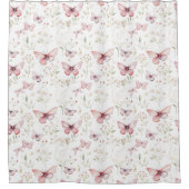  Roze Shabby Chic Vlinderpatroon Douchegordijn (Voorkant)