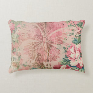 Roze Shabby Cottage Butterfly Accent Kussen