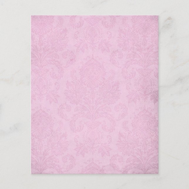 Roze Shabby Damask Scrapbook Paper (Voorkant)