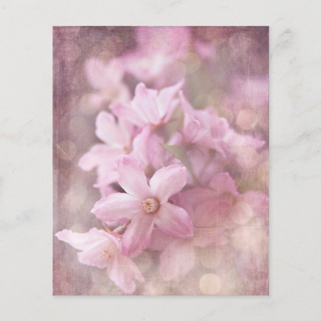 Roze Shabby Flowers & Bokeh Scrapbook Ephemera (Voorkant)