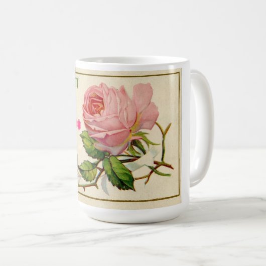  Roze Shabby Rozen Koffiebeker Koffiemok (Voorkant rechts)