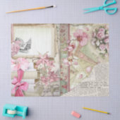  roze Shabby Schriftelijke boektekst Collage Tissuepapier (Craft)