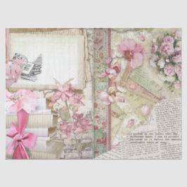  roze Shabby Schriftelijke boektekst Collage Tissuepapier