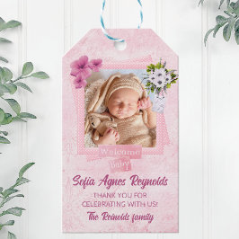 Roze Shabby Style Baby Cadeaulabel