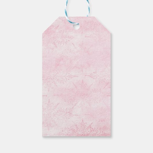 Roze Shabby Style Baby Cadeaulabel (Achterkant)
