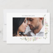 Roze Shades Romantic Floral Wedding Wreatfoto Kaart (Voorkant)