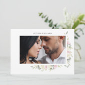 Roze Shades Romantic Floral Wedding Wreatfoto Kaart (Staand voorkant)