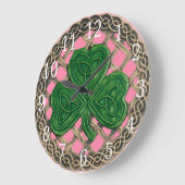 Roze shamrock en Celtic Knots  Grote Klok (Hoek)