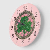 Roze shamrock en Celtic Knots  Grote Klok (Hoek)